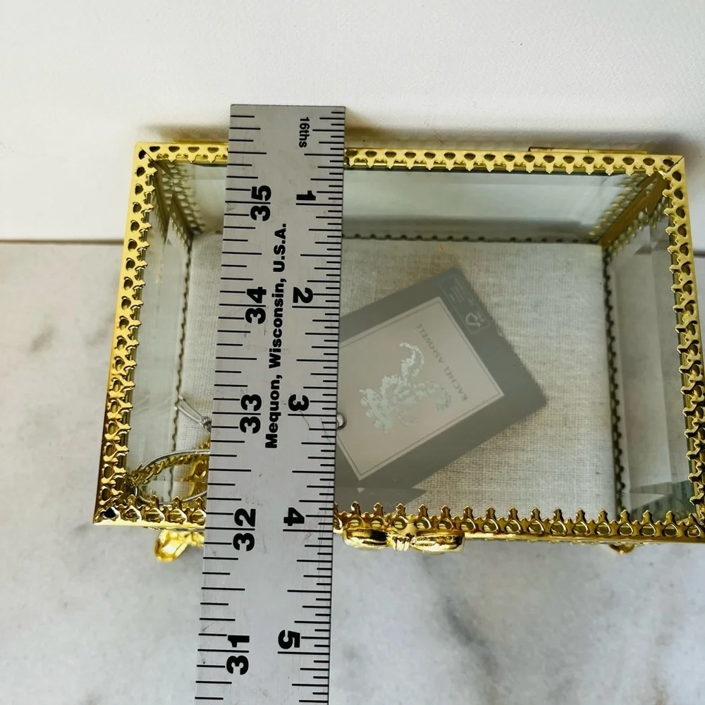 Elegant Gold Glass Jewelry Box